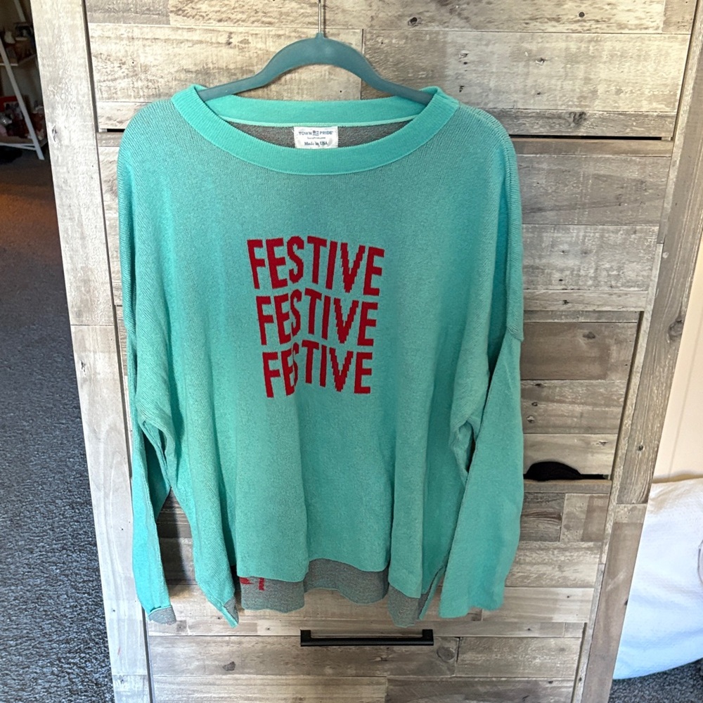 Vibrant Teal Festive Sweater